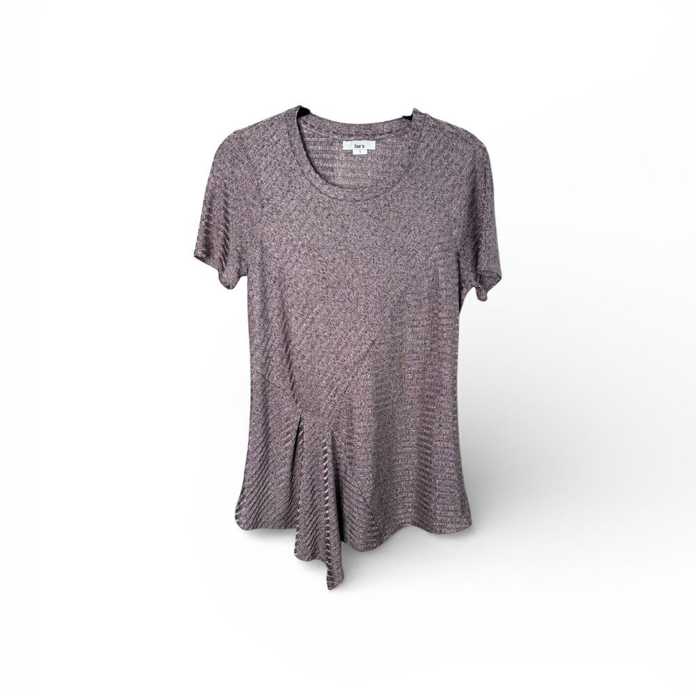 Bar III Pink Iridescent Asymmetrical Short Sleeve Top Small